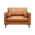 thumbnail image 2 of Crafters and Weavers Alamo Contemporary Italian Leather Arm Chair in Light Brown, 2 of 6