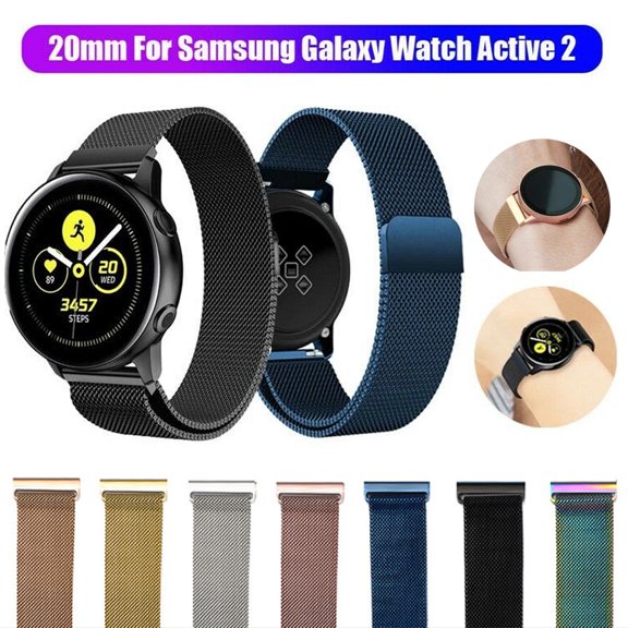 Homaful Compatible with Samsung Active 2 40mm 44mm/Active/Galaxy Watch 3 41mm/Galaxy Watch 42mm Watch Bands,20mm Stainless Steel Mesh Loop Replacement Wristband Strap for Women Men