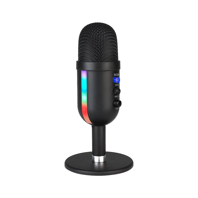 Microphone à Condensateur USB pour Ordinateur avec Lumières LED RGB, Prise Casque, Réduction de Volume et de Bruit pour Diffusion en Direct, Podcast, Jeux de Chat, Offres Black&Friday 2024, Offres Cyber&Monday 2024