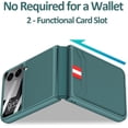 thumbnail image 2 of Compatible Samsung Galaxy Z Flip 4 Case with Camera Screen Protector& Card Holder,Protective PU Leather +PC Card Slot Flip Case for Samsung Galaxy Z Flip 4 5G Phone Case Wallet Women Girls Green, 2 of 13