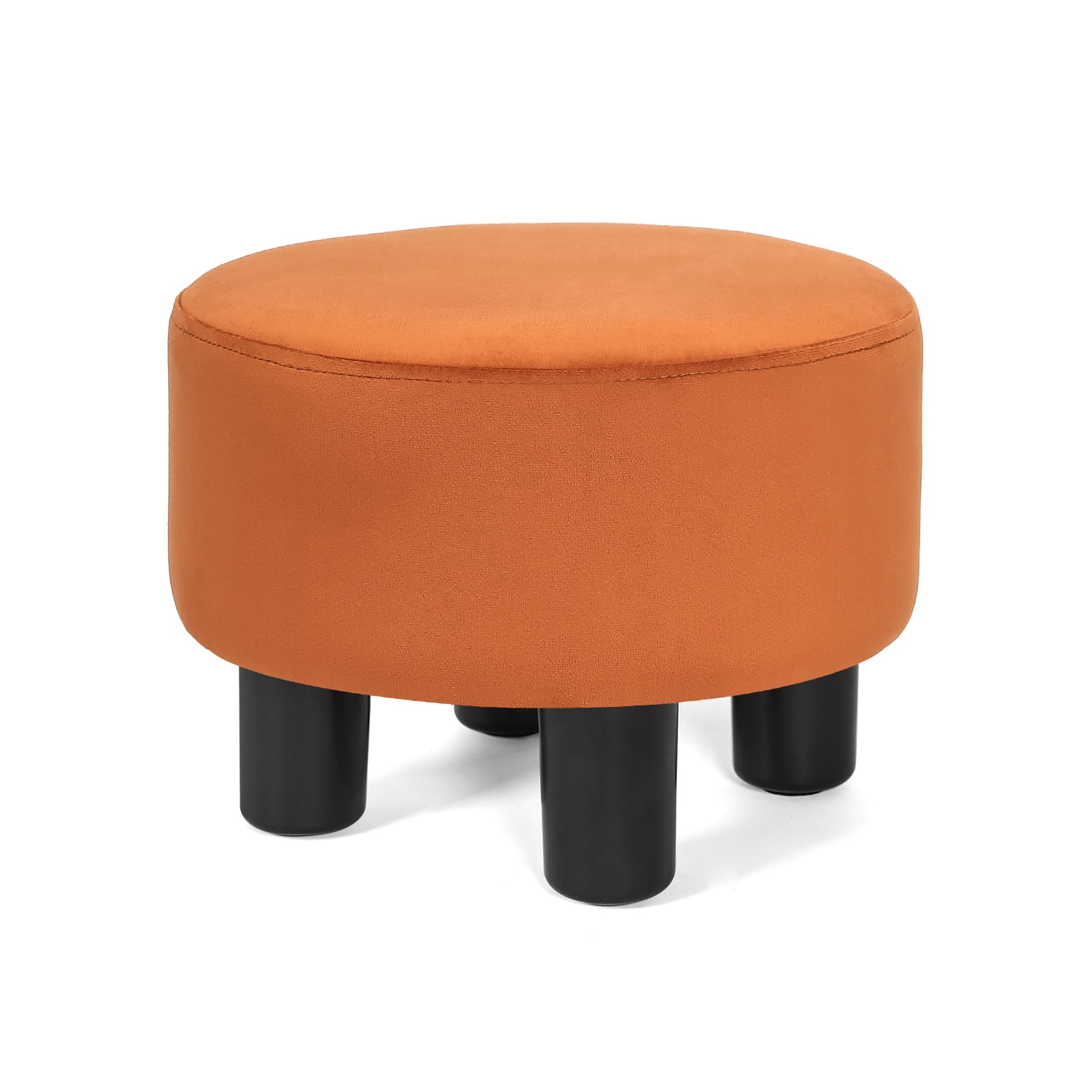 Orange Homebeez Round Velvet Storage Ottoman Multi-Function Vanity Stool Footrest with Storage for Bedroom/Living Room 