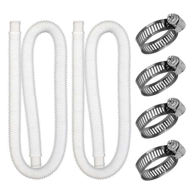 SUTENGDA 2-Piece 1.25-Inch Pool Hose Set - 59-Inch Long for Above Ground Pool Pump with 4 Stainless Steel Clamps and Accessory Hose Replacement for 1 1/4 Diameter Pool Filter Pumps Cleara