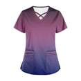thumbnail image 3 of Aofany Flash Picks! Womens Nursing Scrub Tops Working Uniform Short Sleeve V Neck Workwear Blouse T-shirt with Pockets, 3 of 4