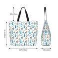 thumbnail image 5 of Pofeuu Lighthouse And Sea Print Reusable Grocery Bags - Washable, Foldable, Packable Tote, Large Handles, Heavy Duty, Zippered Top Pouch, 5 of 8