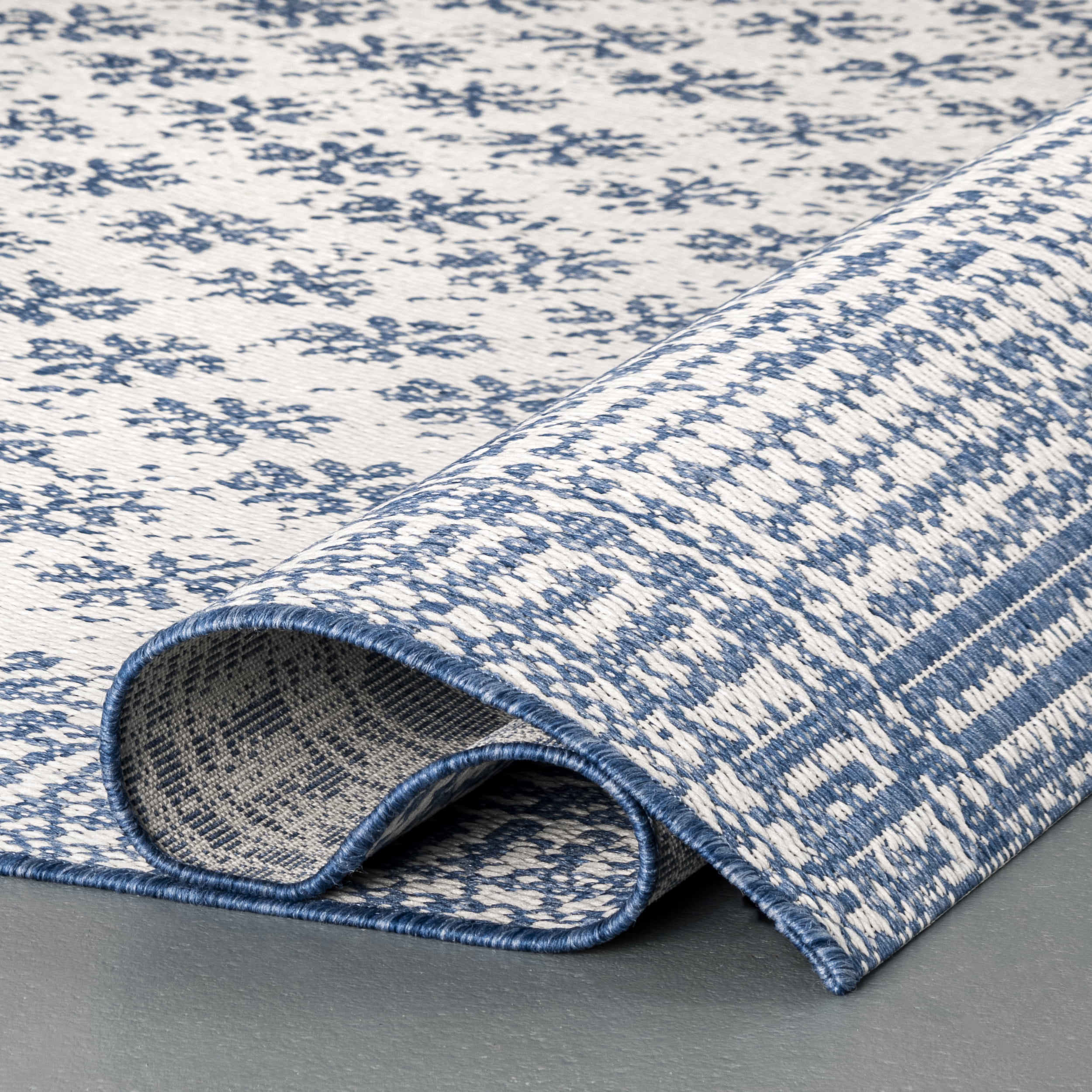 nuLOOM Rana Border Indoor/Outdoor Area Rug, 8' 6" x 12', Blue