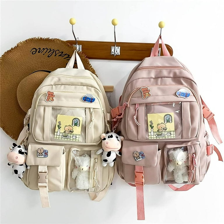 Korean-Style Plaid Large Backpack with Pins and Keychain – Pluto Creations,  Inc.