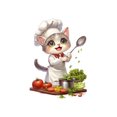 thumbnail image 3 of Adhesivos de pared con bonitos dibujos animados de gato, chef, adorable gatito cocinando, 3 of 4