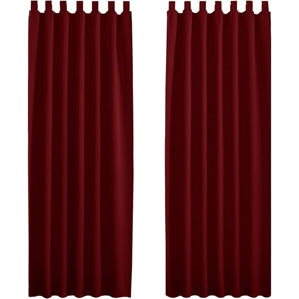 Cortinas opacas Laklulu - Cortina roja para sala de estar, decoración de ventanas, bloque luminoso, anti-UV, opaca para el hogar, dormitorio, puerta, ahorro de energía, L 140 x H 220 cm, 2 piezas,