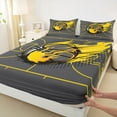 thumbnail image 3 of Manfei Teens Ball Game Bed Sheets,Basketball Sports King Sheets,Yellow Flame Sheet Set For Boys Kids,Microfiber Bedroom Decor,4pcs, 3 of 7