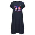 thumbnail image 4 of Vestido suelto informal de manga corta con bolsillo y cuello redondo con estampado del Día de la Independencia de algodón y lino de verano para mujer Fridja  qw3558, 4 of 4
