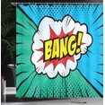 thumbnail image 3 of Ambesonne Pop Art Shower Curtain, Retro Comic Book Bang Sign, 69"Wx84"L, Sky Blue and Sea Green, 3 of 4