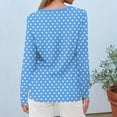 thumbnail image 5 of SYMOID Womens Blue Polka Dot Long Sleeve Crew Neck Top - 95% Polyester 5% Spandex, Comfortable Stretch, S-XXL Sizes, Casual & Office Wear,Size XL, 5 of 5