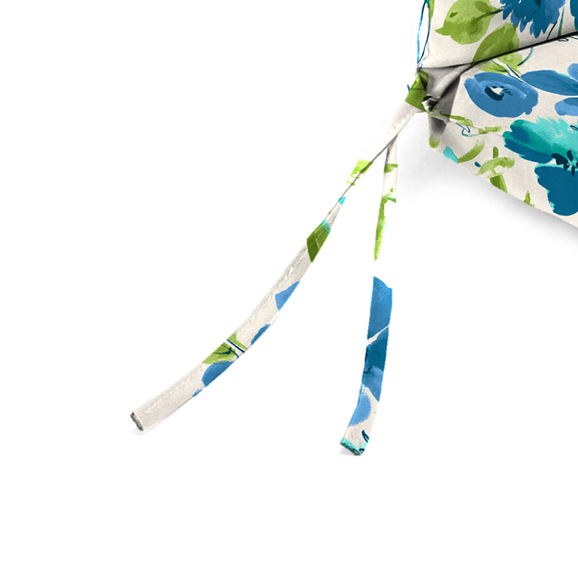 Jordan Manufacturing 44" x 21" Bettina Aqua Cream Floral Rectangular Outdoor Chair Cushion with Ties and Hanger Loop (2 Pack)