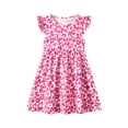 thumbnail image 3 of Fdqin Girls Dresses 3Pcs Floral Print Flutter Sleeve Swing Sundress Sleeveless Cute Summer Midi Dresses Casual Kids A-line Dress Colorful Pink Red 5-6 Years, 3 of 7