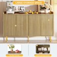 thumbnail image 3 of Craftian Storage Sideboard Cabinet Modern 4 Doors Kitchen Buffet Cabinet with Carved Design Doors Television Tables Entryway Cupboard Furniture with Gold Metal Legs,Brown, 3 of 10