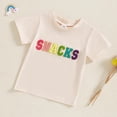 thumbnail image 2 of TOOYOU Girls Top Summer T-Shirt Toddler Colorful Letter Crewneck Short Sleeved Tee Size 18 -24 Months Beige, 2 of 9