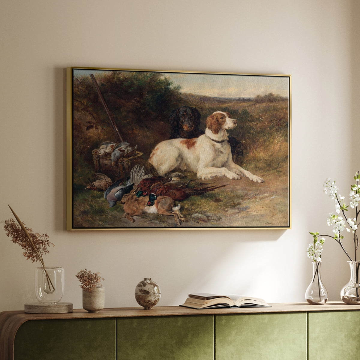 Vintage Animal Print-XIV By Wexford Home Framed in Gold Wood Gallery Wrapped Canvas 17 in. x 25 in.