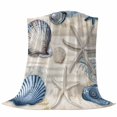 thumbnail image 6 of Navy Blue Coastal Blanket Soft Cozy Warm Throw Blanket for Couch, Plush Fuzzy Flannel Fleece Blankets for Sofa, Summer Beach Shell Starfish Vintage Bed Blankets Lightweight Gifts for Women, 50"x60", 6 of 9