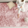 thumbnail image 6 of PureCasa Polyester Plush Area Rug Non-Slip Carpet, Comfortable Soft Fluffy Throw Floor Carpets for Living Room Bedroom, Solid Color Modern Style Home Decor Shag Area Rugs, 31"x63", 1PC, Pink, 6 of 6