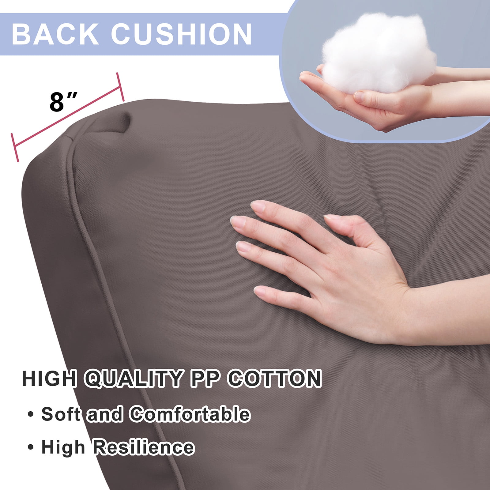 JP Outdoor Replacement Cushion for for Indoor or Outdoor Recliner Chair,Removable Cover,5.5” Thick,Anti-fade & Waterproof,Brown