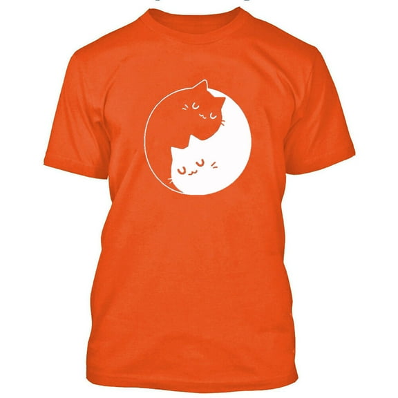 Yin Yang Kittens Printed Men's T-shirt Sweet Cats Tee Color Orange 2X-Large