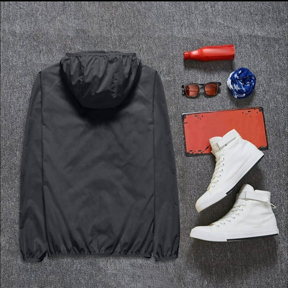 Xyxonk Women's UPF 50 Sun Shirts Casual Long Sleeve Sun Shirt Zip Up Light Hoodies Packable Solid Color Hiking Outdoor Jackets Black L