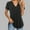 Black, variant on QUNYINEY Solid T Shirts for Women Casual V Neck Short Sleeve Tops Loose Pleated Pullover Shirts