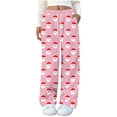 thumbnail image 3 of Puyaiuu Women's Christmas Plush Pajama Pants with Pockets Adjustable lacing, Soft Fleece Lounge Pants Holiday Print Gift, 3 of 4