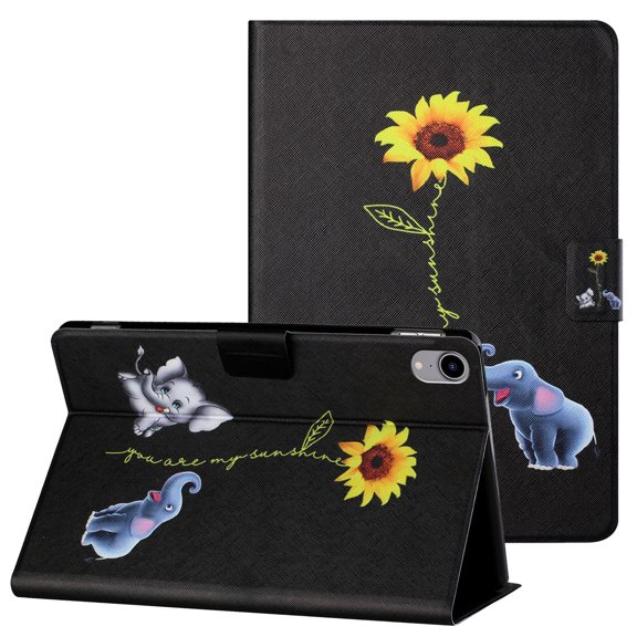 iPad Mini 6 Case, Mini 6th Gen Cover 2021(8.3"), Allytech PU Leather Smart Auto Sleep Wake Kickstand Card Slots Soft TPU Rubber Inner Protective Case for iPad Mini 6 2021(8.3 inch), Elephant Sunflower