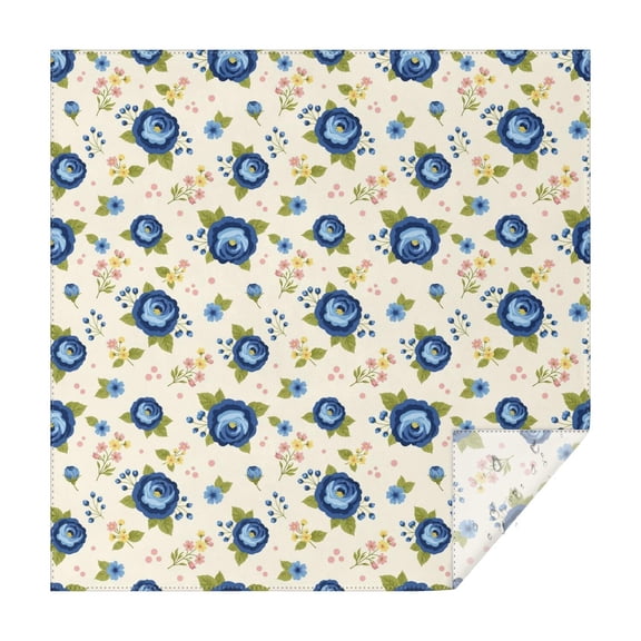 Pioneer Flower Floral Print Pattern Square Tablecloth, Waterproof Wipeable Spillproof Washable Table Cover for Home Kitchen Party Decor, 42"x42"