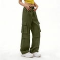 thumbnail image 7 of Jerdar Cargo Pants Women Baggy Y2k Streetwear Wide Leg Pants with Pockets High Waist Drawstring Goth XL, 7 of 7