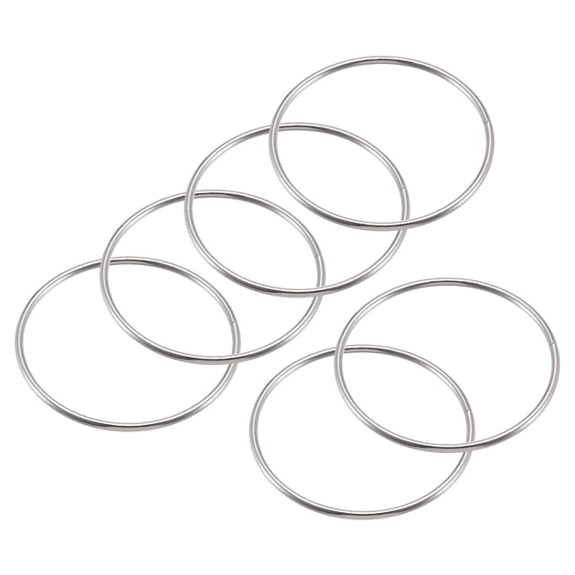 Unique Bargains 70mm OD Metal O Ring Iron Electroplated Silver Tone 10 Pack