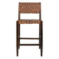 thumbnail image 4 of SAFAVIEH Paxton Woven Leather Counter Stool with Footrest, Cognac/Espresso, 4 of 8