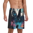 thumbnail image 2 of Sikiie Artistic Moon Valley Wolf Mens Pajama Shorts, Lightweight Lounge Pant with Pockets Soft Sleep Pj Shorts for MenXX-Large, 2 of 6