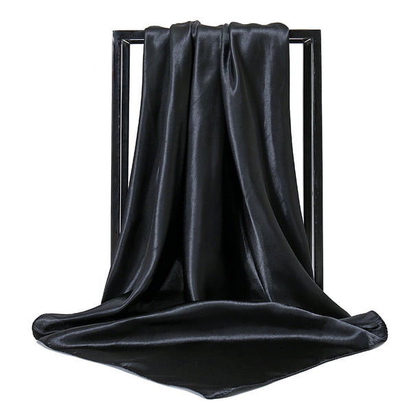 Nvzi Conjunto de 5 pañuelos de seda negra de 35,43 × 35,43 pulgadas, pañuelo cuadrado de satén suave para mujer, accesorio de moda para el cabello.