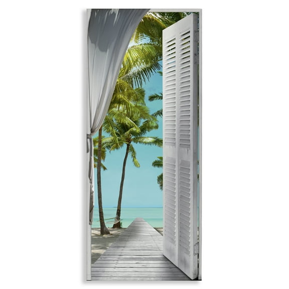 Stupell Industries Tropical Beach Villa View Nautical & Beach Painting Wrapped Canvas Art Print Wall Art, 10 x 24