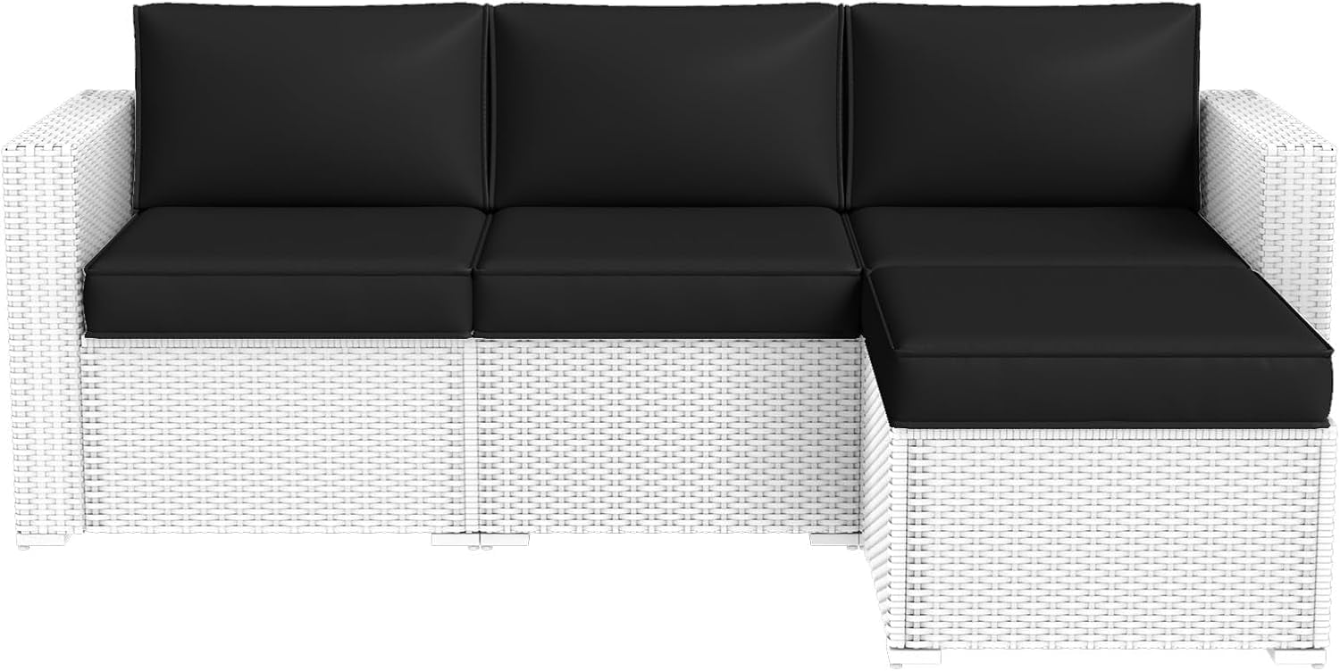 Patio Furniture Cushions for Outdoor Furniture Set of 4, Thick Replacement Patio Couch Cushions for Outdoor Furniture, 7-Piece Splashproof Fade Resistant Outdoor Couch Cushions, Black