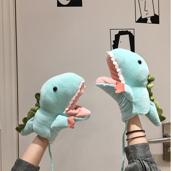 ELAYARD 1Pair Sky Blue Winter Gloves with Hanging String Soft Plush Lining for Cold Days