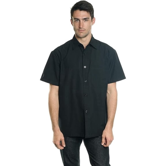 YAGO Men's Casual Plaid Short Sleeve Woven Button Down Shirt Black CI1 (3X-Large)