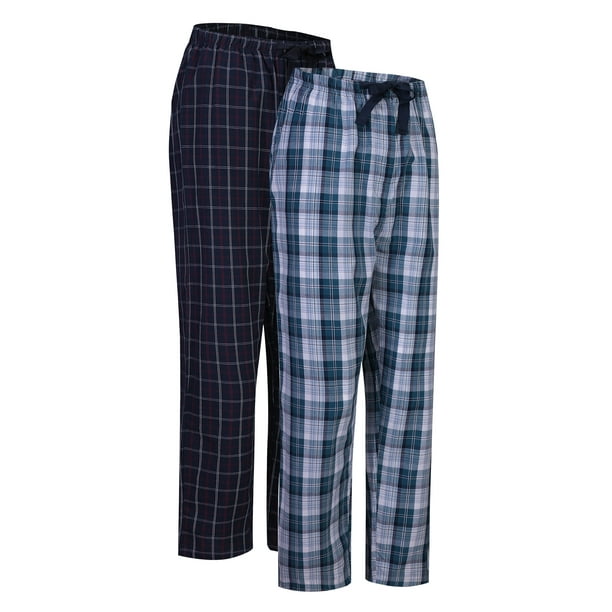 Men's Cotton Yarn Pajamas Plaid Pajama Pants for Men with Pockets