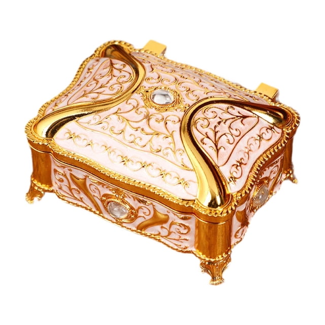 Caja de joyería de joyería de metal Organizador de almacenamiento de baratijas Caja de recuerdos para collares Pendientes Charmones Anillos de de oro