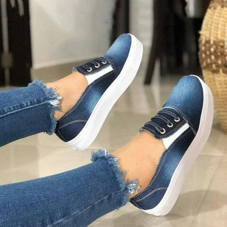 

Cathalem Ladies Shoes Casual Shoes Fashion Soft Sole Non Slip Lazy Casual Shoes Canvas Women Shoes Casual Dress Boot Dark Blue 5.5
