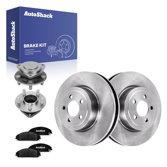 AutoShack Front Vented Brake Rotors   Ceramic Pads   Hub Bearing Assembly 8-PC Brake Kit Replacement for 2012-2023 Dodge Charger 2012-2015 Chrysler 300 2016-2018 Dodge Challenger 13.58" (345 mm)