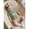 thumbnail image 4 of Cjfdfy Newborn Baby Girls Summer Clothes Baby Girls Fishing Outfits 0 3 6 12 18 Months Letter Angling Print Short Sleeves Romper and Ruffles Plaid Shorts Headband Set, 4 of 9