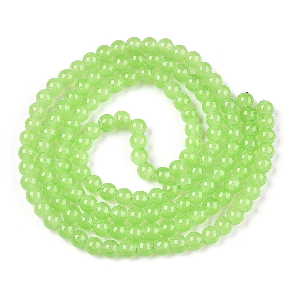 Baking Painted Imitation Jade Glass Round Bead Strands Lawn Green 6.5mm Hole: 1.5mm about 135~140pcs/strand 31.8 inch 20Strand