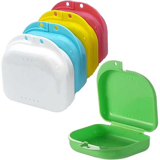 AEIMIAIDE 5 Pcs Boîte de Rangement pour Prothèses, avec Trous de Ventilation et Verrou Serré, Protection de Bouche et Rangement pour Prothèses