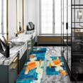 thumbnail image 4 of Turquoise Teal Modern Abstract Kitchen Rug Set,Blue Orange Artistic Painting Decorative Runner Rugs with Rubber Backing,Throw Rugs Washable for Kitchen Sink,Laundry Room,Standing Desk,Boho, 4 of 6