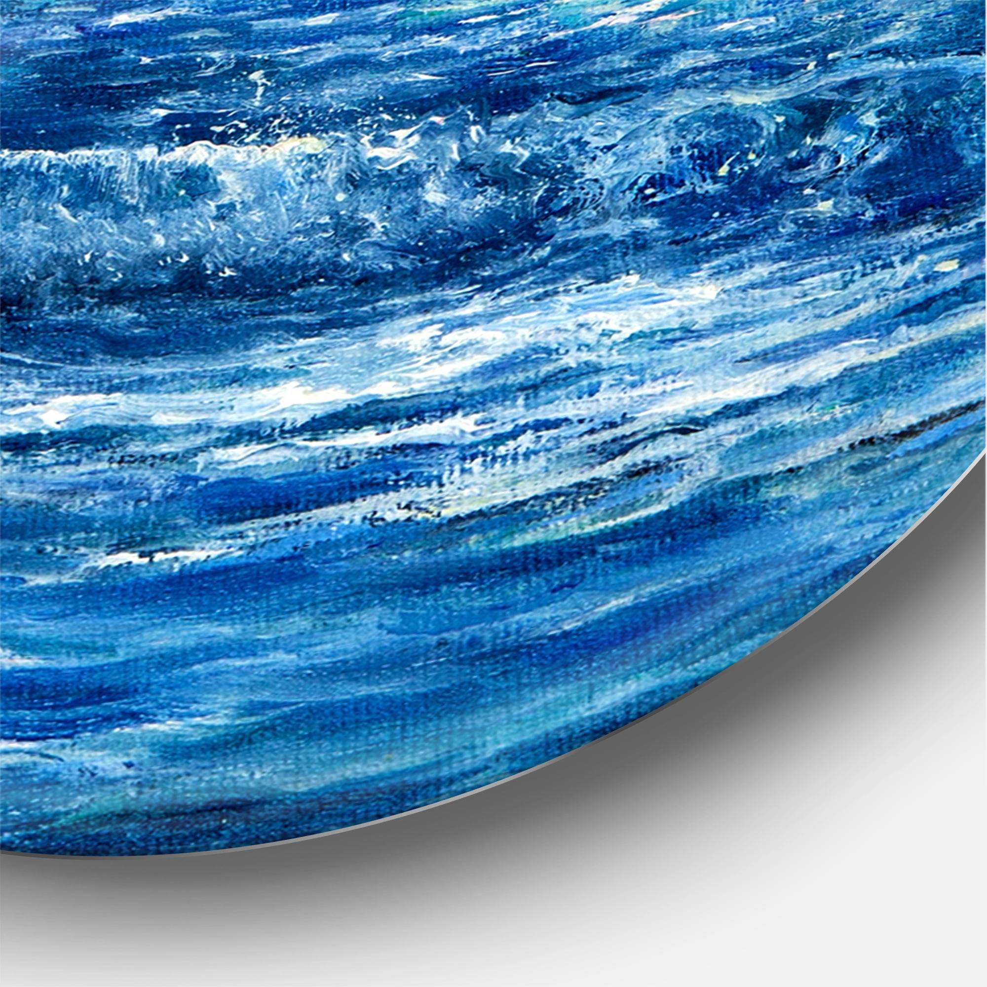 Designart 'Sunrise Glow On The Ocean Waves II' Nautical & Coastal Circle Metal Wall Art 36x36 - Disc of 36