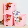 thumbnail image 3 of Basicwise QI003215P.3 Contenant de Rangement en Plastique Empilable, Rose - Ensemble de 3, 3 of 4