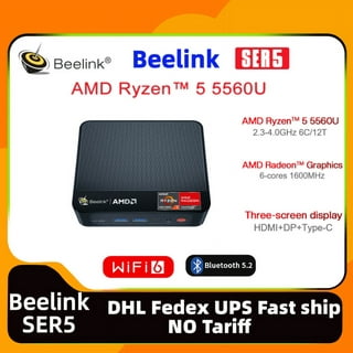  Beelink SER5 Mini PC, AMD Ryzen 5 5500U (6C/12T, up to 4.0Ghz),  16G DDR4+500GB M.2 2280 NVMe SSD, Mini Desktop Computer 4K@60Hz/WiFi  6/BT5.2/Dual HDMI/Type-C/Home/Office, Support 2.5 Inch HDD : Electronics